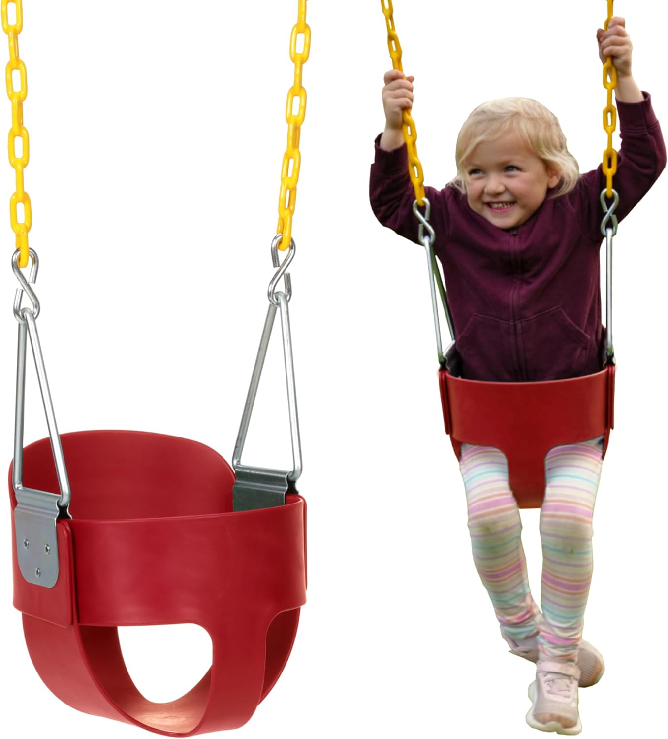 Heavy Duty High Back Full Bucket Swing Seat Coated Chains Fully 