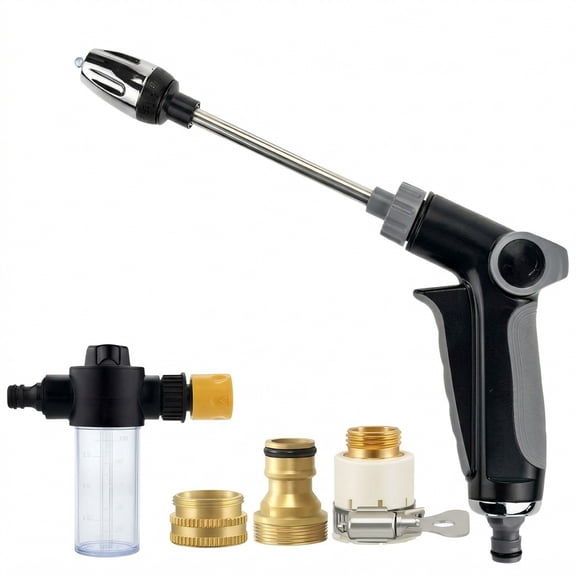 Heavy Duty High Pressure Garden Hose Nozzle - Power Washer Wand Attachment for Standard 3/4" Hose - Adjustable Spray Nozzle for Car Wash, Patio Cleaning, Pet Shower & Plant Watering - Leak-Proof