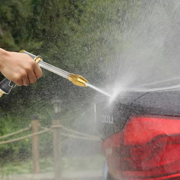 Heavy-Duty High Pressure Water Spray Nozzle | 8 Adjustable Patterns | Car Wash & Garden Hose Nozzle | Pistol Grip | Brass & Rubber Construction | 1 Pack