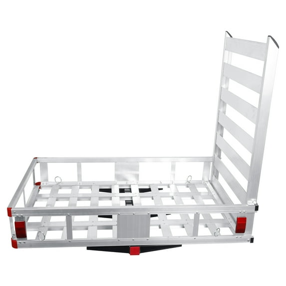 Heavy Duty Hitch Cargo Ramp, 500lb Load Capacity, Silver Galvanize Corrosion-Proof Coating, Receiver Hitch Carrier, Tow Hitch Cargo Ramp, Pickup Truck, Hunting Equipment