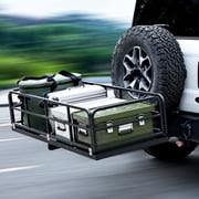 Heavy Duty Hitch Mount Cargo Carrier - 500 Lbs Capacity Folding Cargo Hitch Carrier for 2" Receiver, Easy Assembly Trailer Cargo Basket for Car SUV Truck Camping