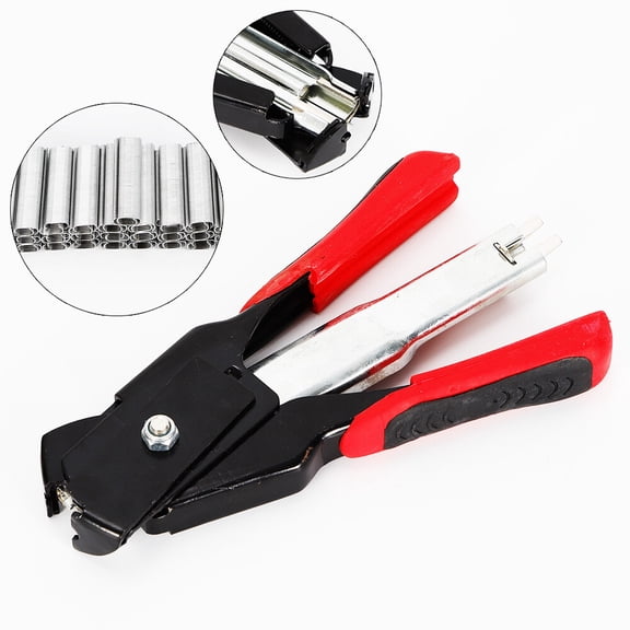 Heavy Duty Hog Ring Pliers Kit with 2500PCS C-Clips Automatic Fencing Pliers for Animal Cage, Wire Fence, Upholstery & Mattress Repair Ergonomic Hand Tool for Farm & Home Use