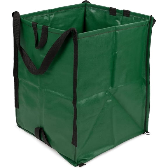 Heavy Duty Home and Yard Bags 48-Gallon Reusable Self-Standing Lawn and Leaf Bags Garbage Can with Reinforced Handles, Green