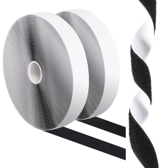 Heavy Duty Hook and Loop Tape Adhesive, 1 Inch x 41 Ft Black Strong Sticky Back Roll, No Punching Wall Mounting Tape for Pictures, Couch Cushion Gripper,Rug Carpet Anti Slip,DIY Classroom Office Home