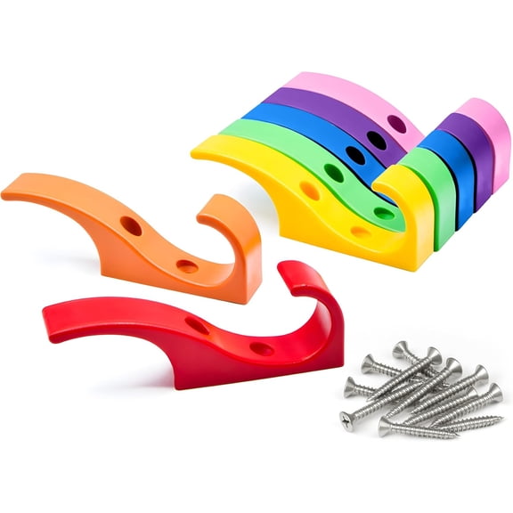Heavy Duty Hooks for Hanging Coats, Jackets, Backpacks, Baseball Hats - Wall Mounted Rainbow Color Hangers for Kids, Perfect Hook for Classrooms, Bathroom Robes and Towels | Mini Hook 7-Pack
