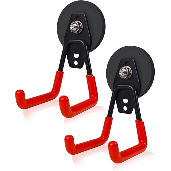 Heavy Duty  Hooks -  Storage Utility  Hook with Anti-Slip Rubber Coating for Power Tools, Garden Equipment, Pegboard, Garage & Workshop Use (Medium Hook - 2 Pack)