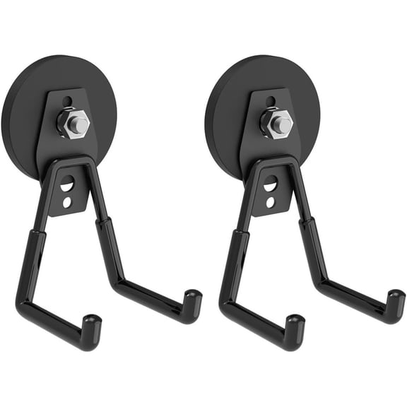 Heavy Duty Hooks with 2.60" D Round Base- 2Pack, Middle Hook, Storage Hooks for Power Drill,Garden Tools,Hose,Pegboard,Garage,Workshop