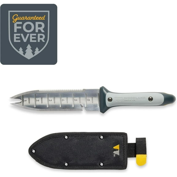 Heavy Duty Hori Hori Garden Knife - Stainless Steel Soil Knife with Serrated Edge, Depth Markings,  Ergonomic Grip, Multi-Use Weeding  Digging Tool with Sheath for Gar