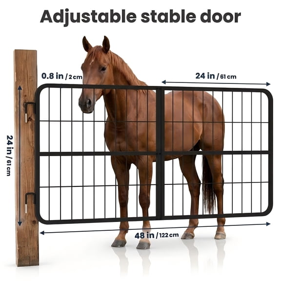 Heavy Duty Horse Stall Gate, Adjustable Horse Stall Gate for Horse Barns, Steel Horse Stall Door Gate for Show Stables