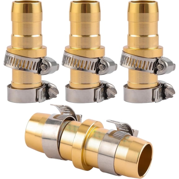 Heavy Duty Hose Repair Kit, Male Female Water Hose Repair End, Solid Metal Replacement Fittings, Fix Kit with Clamps Fit for 3/4" and 5/8" Gardening Hoses, Rust-Resistant Finish, Zero Leaks, 2 Set