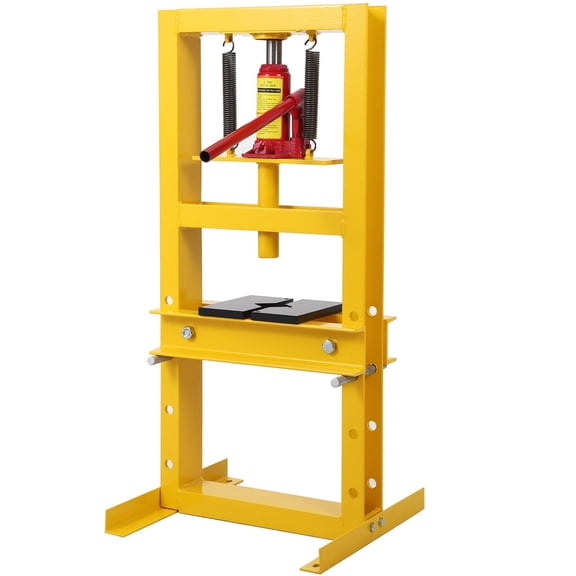 Heavy Duty Hydraulic H-Frame Shop Press – 6 Ton Capacity – Adjustable Table Height, Includes Press Plates – Benchtop & Floor Use – Ideal for Garage & Bearings – Yellow – 6T