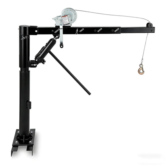 Heavy Duty Hydraulic Pickup Truck Crane – 1000 lbs Capacity with Manual Winch – 360° Swivel – 4 Adjustable Boom Levels – Steel Construction – Black