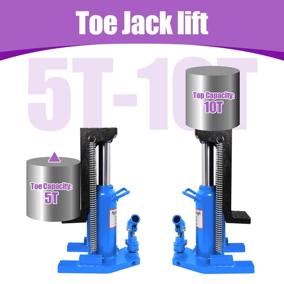 Heavy Duty Hydraulic Toe Jack, 5 Ton Toe / 10 Ton Top Capacity, 360 Rotating Handle, Low-Rise Car Jack for Auto Repair, Tire Change & Garage Maintenance