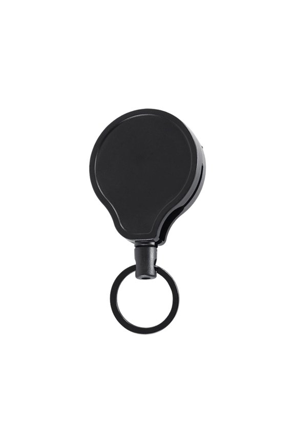 Heavy Duty ID Card Holder, Black, 4X11.5CM, metal, Telescopic, Stainless Steel Spring, Metal Keyring, Suitable for Workplace and Access Control.