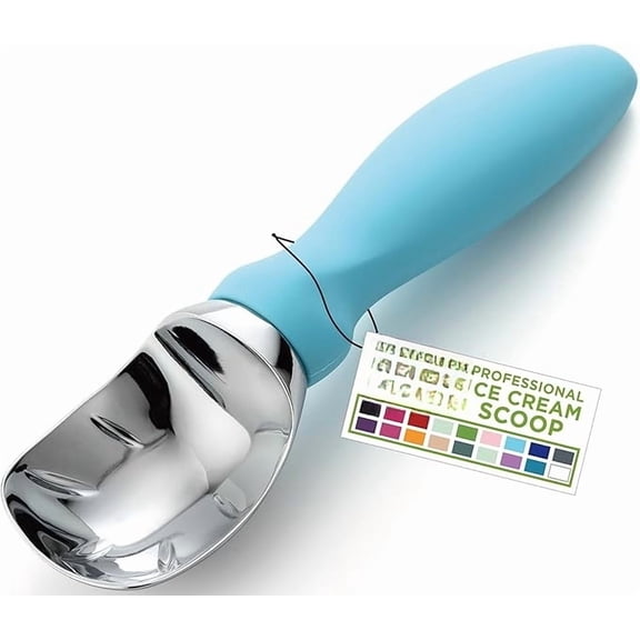 Heavy Duty Ice Cream Scoop with Comfortable Handle, Professional Metal Ice Cream Scooper for Gelato, Sorbet, Cookie Dough, Frozen Yogurt - Dishwasher Safe Kitchen Tool - Mint