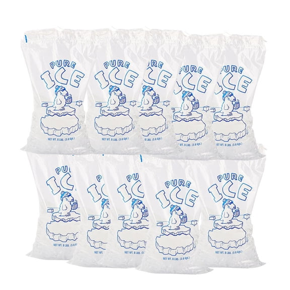 Heavy Duty Ice Cube Bags with Drawstring, Multi-Purpose Self Sealing Freezer Storage for Ice Machine Storage, 8 Pound Capacity Plastic Ice Cube Bags for Drinks