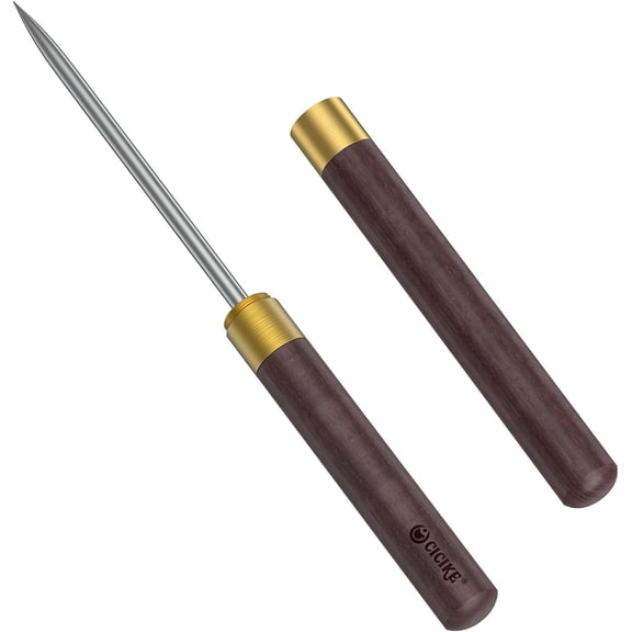 Heavy Duty Ice Pick with Safety Cover - Stainless Steel Wood Handle Ice Chipper for Breaking Ice in Freezer, Kitchen & Bartending - Also for Fishing & Crafts (9 Inch)
