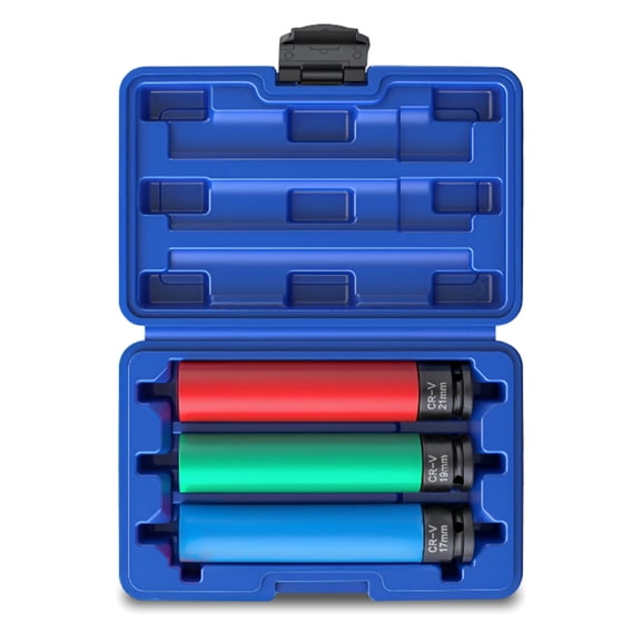 Heavy Duty Impact Socket Kit 3 Piece Anti Slip Design Precise Machined For Lugs Nut Removal And Truck Automotive Repair
