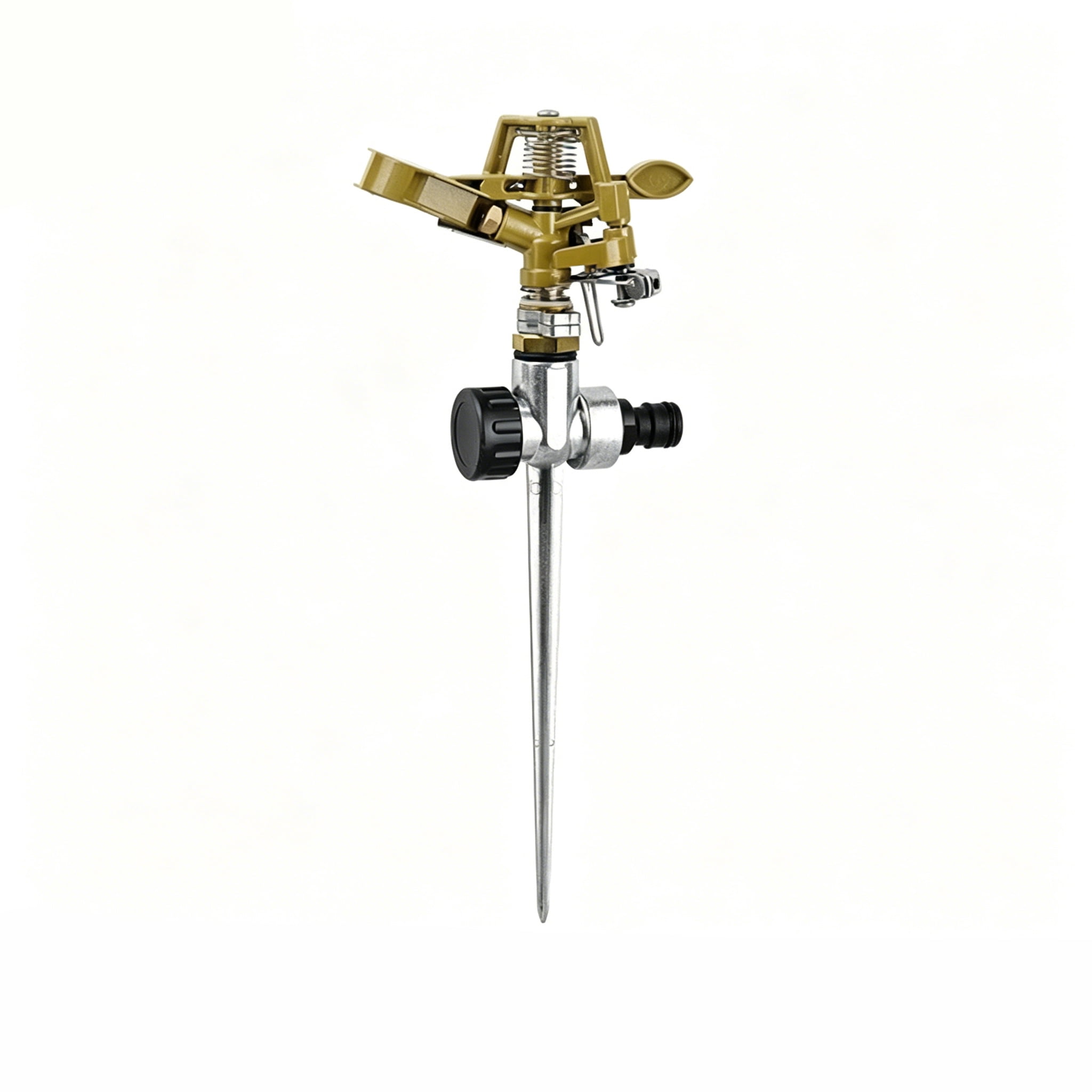 Heavy Duty Impact Sprinkler on Spike, 360 Degree Rotating Lawn Sprinkler for Garden Irrigation-Alloy ground plug+adjustable alloy