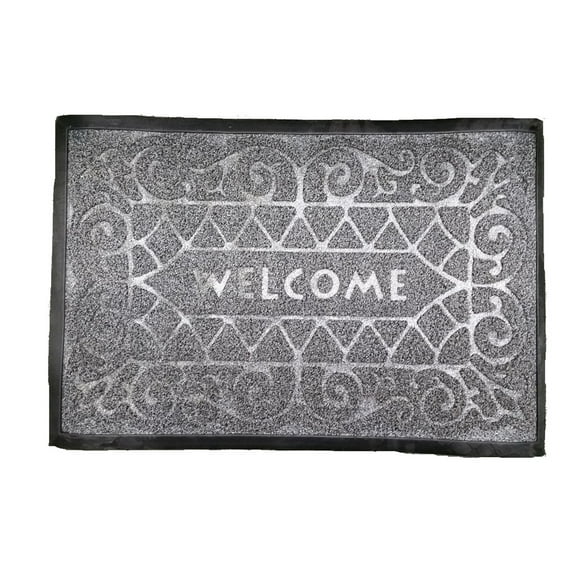 Heavy Duty Indoor/Outdoor "Welcome" Entrance Floor Mat Shoe Scraper, Grey
