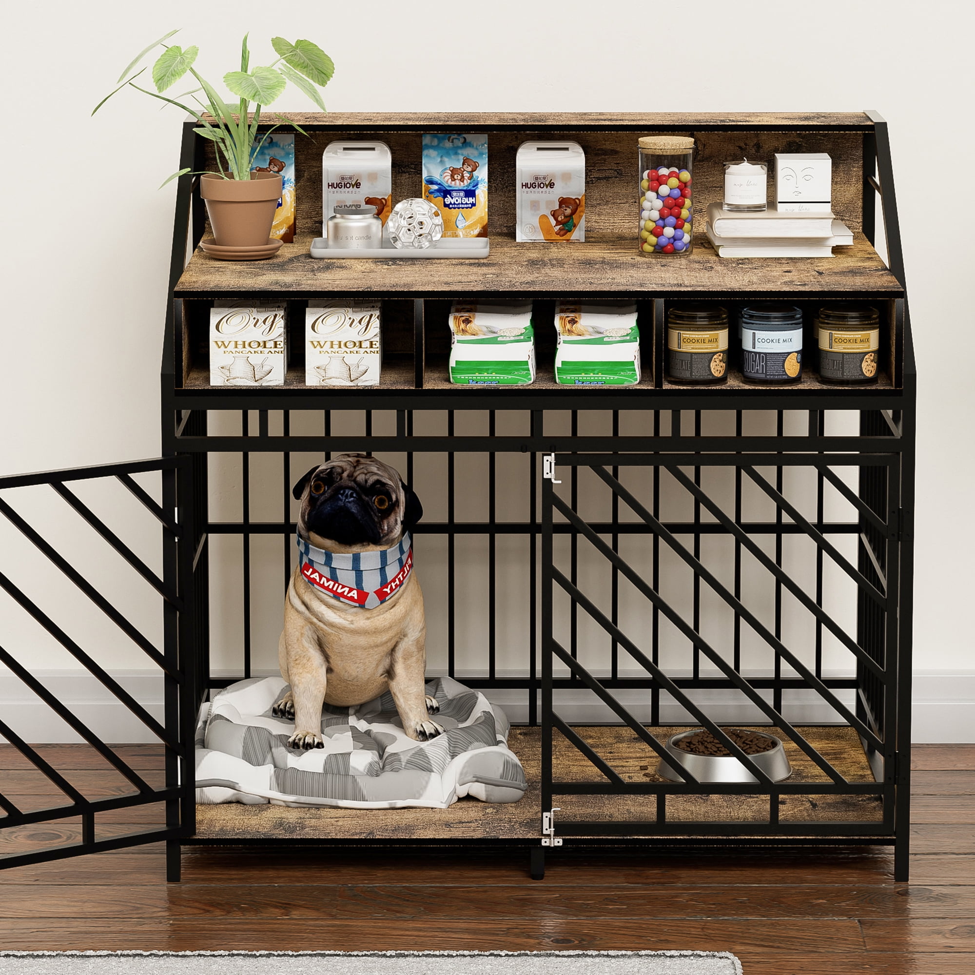 Image result for Heavy-Duty Indoor Wooden Dog Crate Furniture for Large Breeds, Features ...