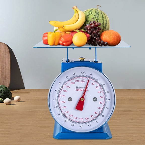 Heavy Duty Industrial Dial Scale, Kitchen and Food Scale High Accuracy, Mechanical Dial Scale for Home Kitchens, Small Shops, Food Markets, Bakeries, Max. Weight Capacity 100kg/220Lbs