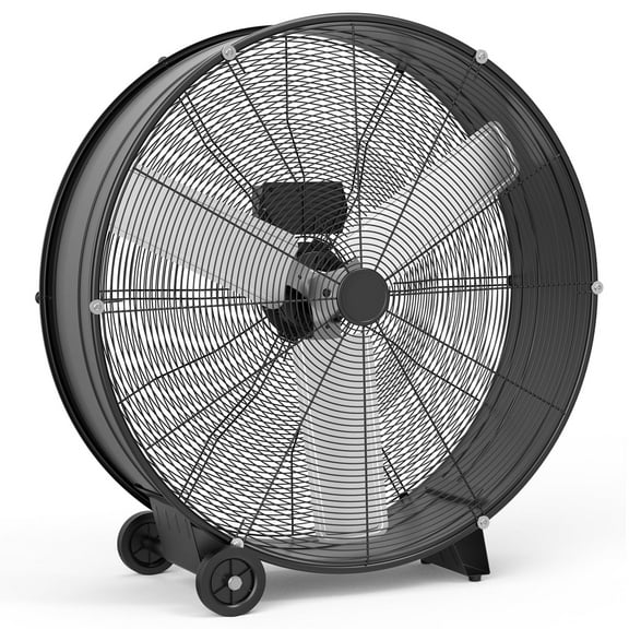Heavy-Duty Industrial Fan, 330W High Velocit Drum Fan, 3 Speeds, Up to 6,000 CFM, 2 Wheels, Heavy Duty Metal Shop Fan for Warehouse, Workshops, Garage, Factory and Basement