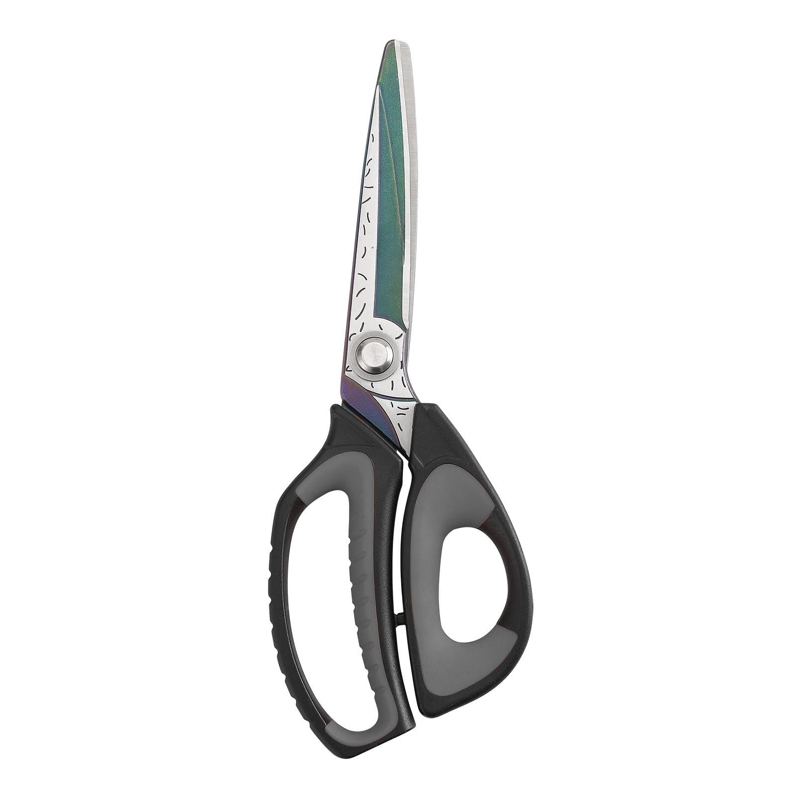 Heavy Duty Industrial Scissors: 10" Utility Stainless Steel All Purpose Titanium Coating Forged Shop Shears For Household Pruning  Gardening Construction Black & Grey