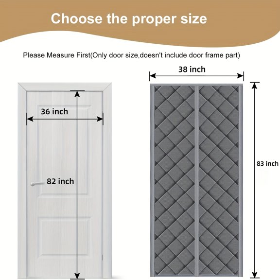 Heavy-Duty Insulated Magnetic Door Curtain, Thickened Oxford Fabric, Windproof & Cold-Proof Panel, Easy Access for Office & Commercial Use
