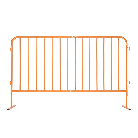 Heavy Duty Interlinked Steel Crowd Control Barricade Flat Feet Base Galvanized Portable Secure 8.5 feet Orange