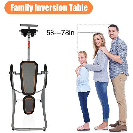 Heavy Duty Inversion Table 58-78 Inches Adjustable Pain Therapy Training With Protective Belt Support For Exercise, 330LBS