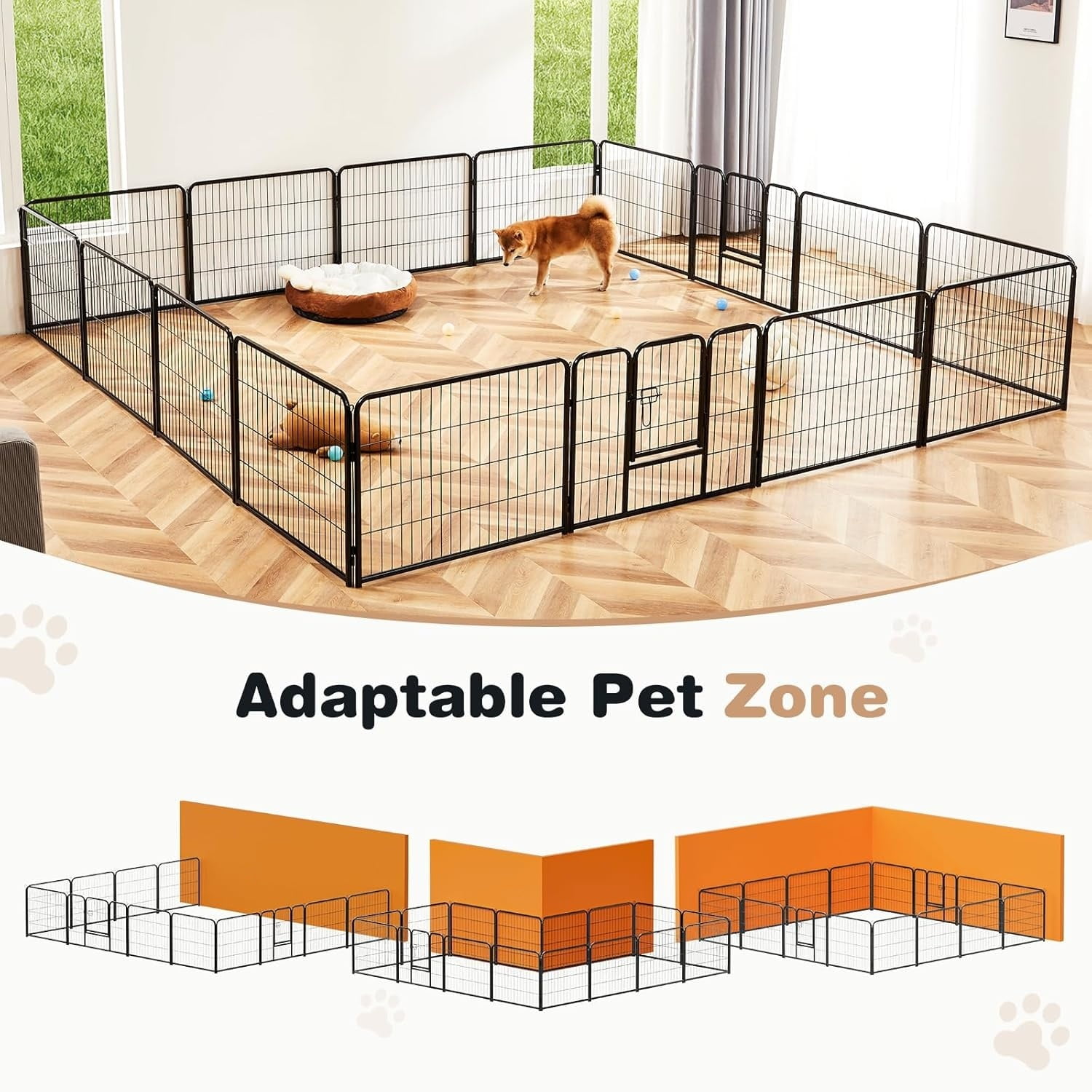 Heavy-Duty Iron Dog Playpen – 8 Panels 40” Durable, Rust-Resistant Pet Fence for Indoor & Outdoor Use, Secure & Spacious Pet Play Area for Dogs, Puppies & Small Animals