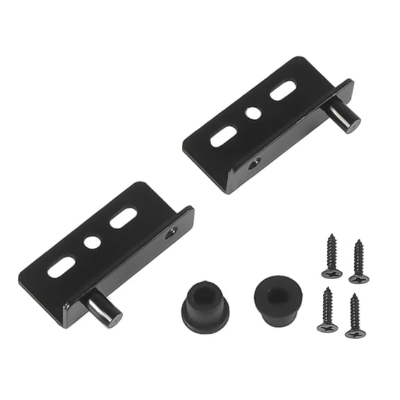 Heavy Duty Iron Pivot Hinge Set for Wooden Doors - Thickened Right Angle Hinges with Screws and Covers for Furniture Cabinets Cupboards Drawers - 2 Pack Silver Black