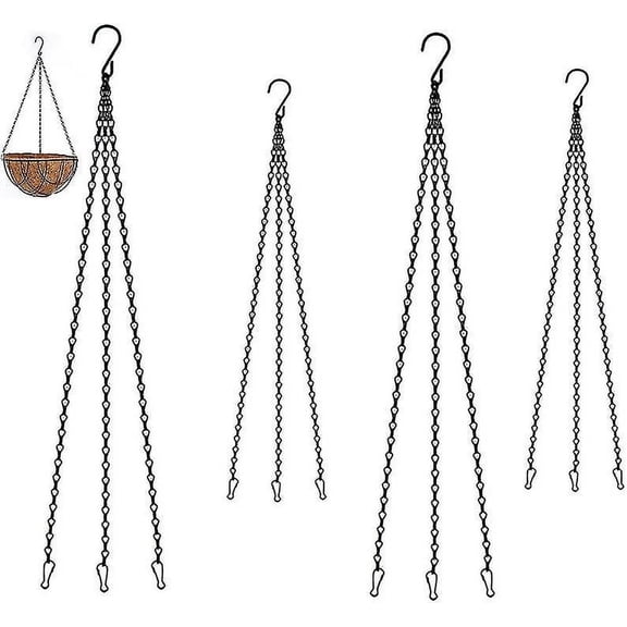 Heavy Duty Iron Plant Hangers, Multi-Use Hanging Basket Chains For Indoor Outdoor Use, No Rust Galvanized Coating Ensures Durability And Weather Resistance, Easy Install (4PCS)