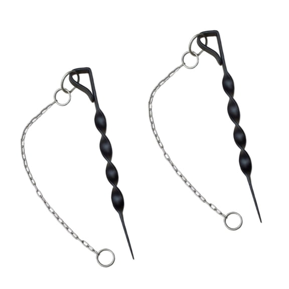 Heavy Duty Iron Rain Chain Ground Anchors Helical Stake With Anticorrosion Coating For Outdoor Garden Installation 2pcs
