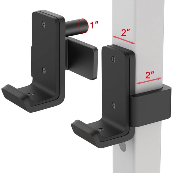 Heavy Duty J Hooks for Power Rack, 2" x 2" Tube, 1" Holes | Protective Plastic Padding Helps Prevent Scratches, Holds Up to 1500LB, Secure Barbell Support for Squat Rack Training
