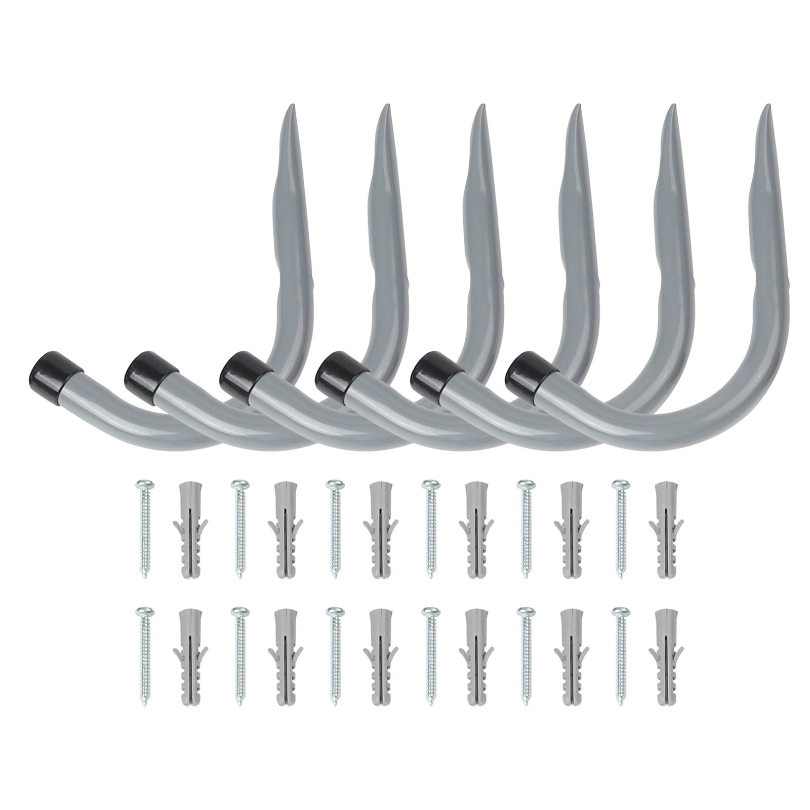 Heavy Duty J-Type Wall Brackets Hooks,6 Pack Garage Storage Tool Hangers for Bicycles,Hoses and Tools