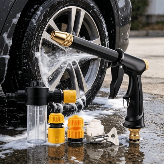 Heavy Duty Jet Nozzle Power Washer for Garden Hose, 2026 New Quick Connect Pressure Wand with Foam Sprayer & 4 Adjustable Nozzles, for Car Washing, Patio and Driveway