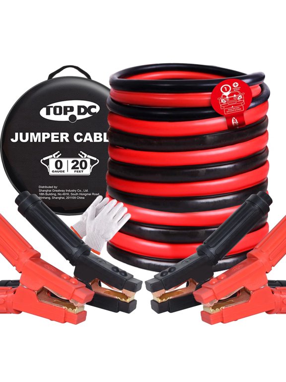 Heavy Duty Jumper Cables 0 Gauge 20 Feet 1000Amp Booster Cables for Car Battery, 2/0 Gauge Cables for 12V & 24V Diesel Trucks,SUVs and Trucks, Protable Jumper Cables Kit with Case, Gloves