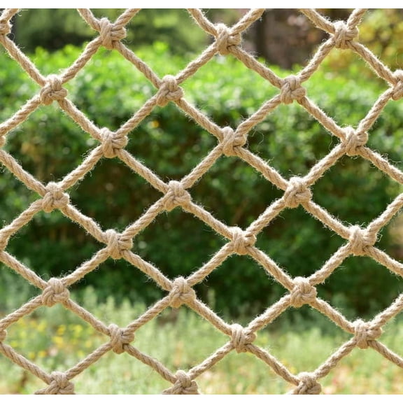 Heavy Duty Jute Rope Tear-resistant Sisal Rope Mesh Twine Netting Wall Children Pets Container Protection Net Safety Netting For Balcony Stairs Scenic Railings Garden Bar Decoration 1x2m