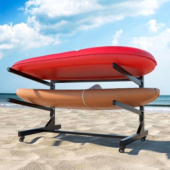 Heavy-Duty Kayak Storage Rack for Garage & Outdoor, Adjustable Kayak Racks for Kayak, Canoe, Surfboard & Paddleboard,Durable Outdoor Kayak Storage Rack(Black)
