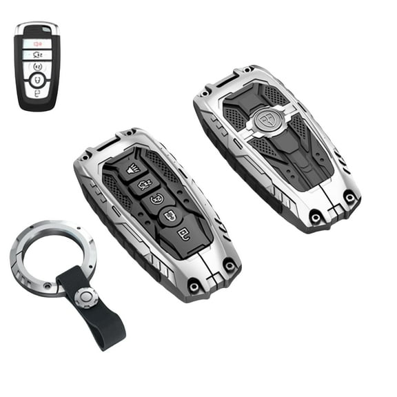 Heavy Duty Key Fob Cover Case with Keychain for Ford Explorer, Fusion, Escape, Edge, Expedition, F150, F250, F350, F450, F550, Maverick, Mustang  3/4/5 Button Protector Shell Accessory