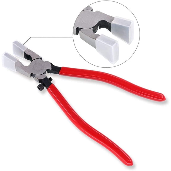 Heavy Duty Key Fob Pliers Tool, Metal Glass Running Pliers With Curved Jaws and Rubber Tips - Perfect for Key Fob Hardware Install and Stained Glass Work