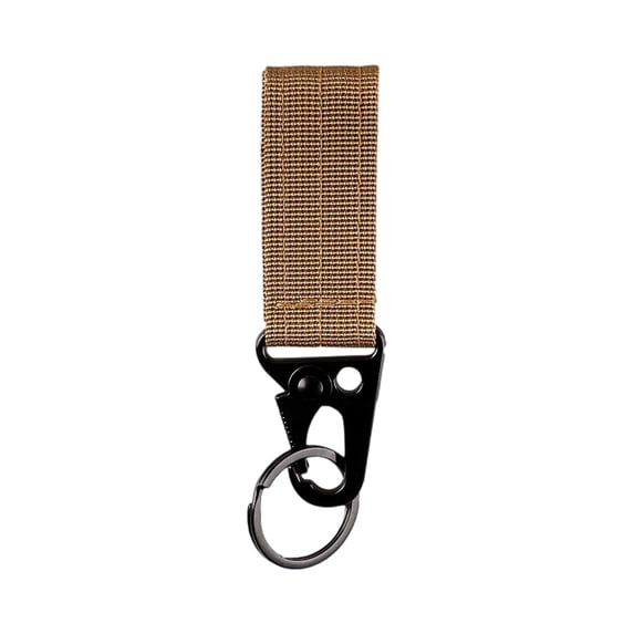 Heavy Duty Key Ring Carabiner Clip Nylon Webbing Key Clip for Duty Belt Black Carabiner Keychain for Outdoor Use Tan 1 Pack