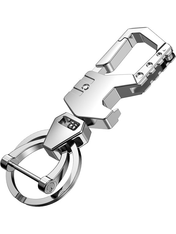 Heavy Duty Keychain Opener with 2 Keyrings Car Keychains, Multifunctional Toolbox for Men and Women Car Keychains,Silver