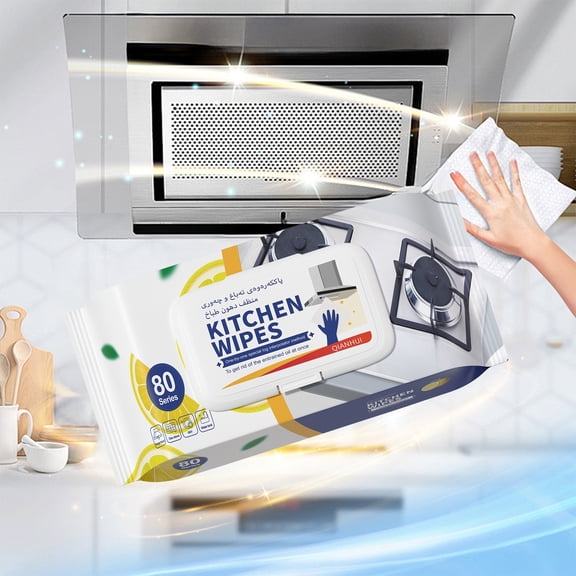 Heavy Duty Kitchen Cleaning Wipes 80 Pack Multi-Surface Degreaser Wipes for Grease Stains Countertops Appliances Quick Clean Up Wipes