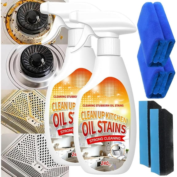 Heavy-Duty Kitchen Degreaser Foam Cleaner, 8.46 Fl.Oz Multifunctional Powerful Kitchen Foam Cleaner Spray, Clean Up Kitchens Oil Stains Spray, for Oven, Stove and Range Hood (2PCS)
