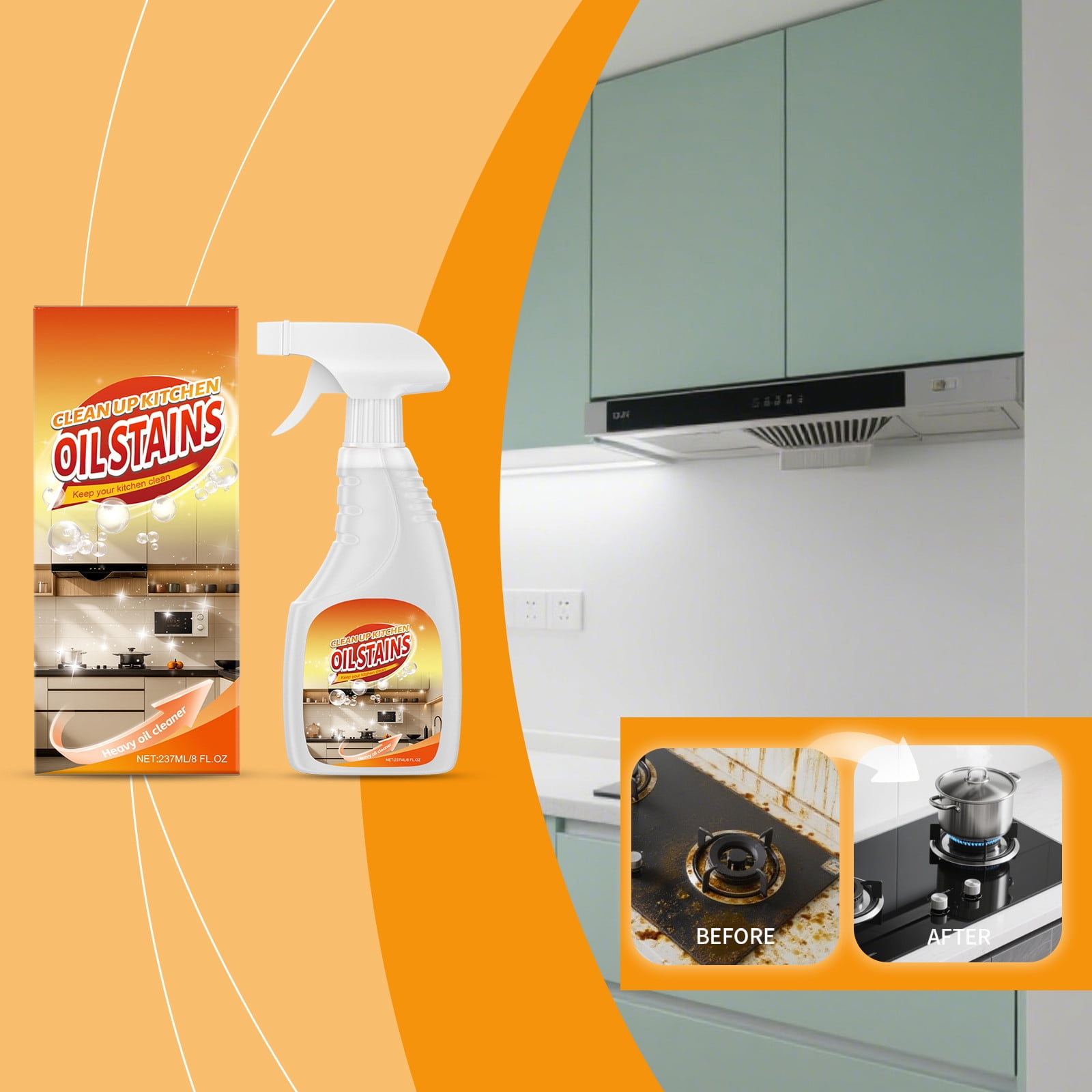 Heavy Duty Kitchen Degreaser Spray 237ml | Lemon Scented Oil Cleaner ...