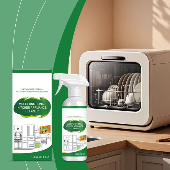 Heavy Duty Kitchen Degreaser Spray for Range Hood and Stovetop - 120ml Multi-Surface Oven Cleaner, Grime Remover for Stainless Steel, Ceramic Cooktop & Microwave, Fresh Lemon Scent Oil Dissolver