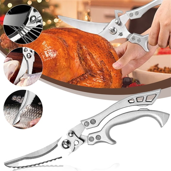 Heavy Duty Kitchen Scissors  Stainless Steel Poultry Shears for Cutting Chicken Bones, Meat, Fish & Vegetables, Multi-Purpose Kitchen Cutter with Ergonomic Non-Slip Handle Cooking Tool